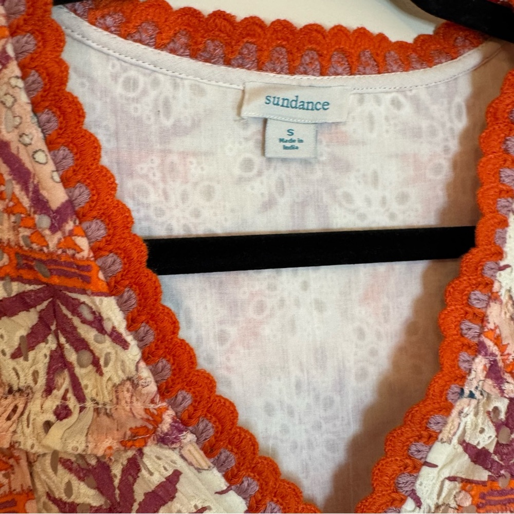 Sundance NWT Annetta Eyelet Tank Sleeveless Dress Orange Multi Colored Lined Sm - Picture 8 of 13